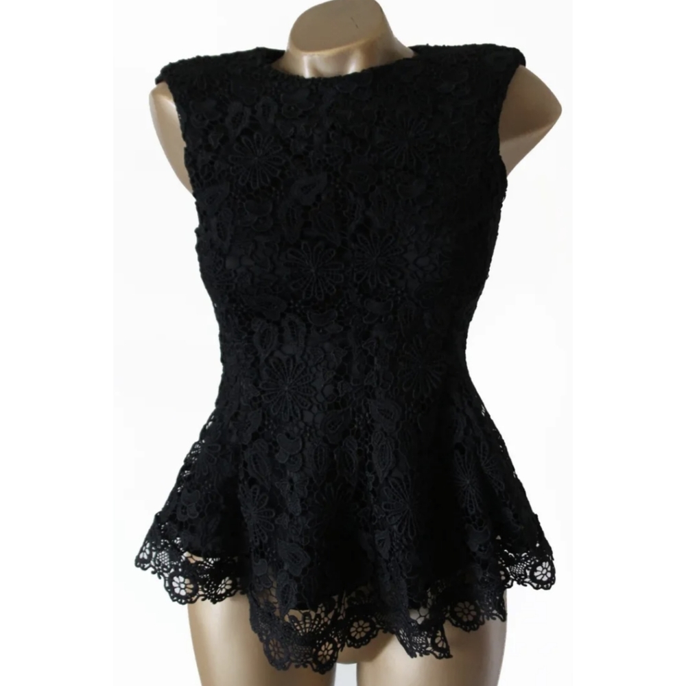 ZARA Black Lace Sleeveless Top~Size Small